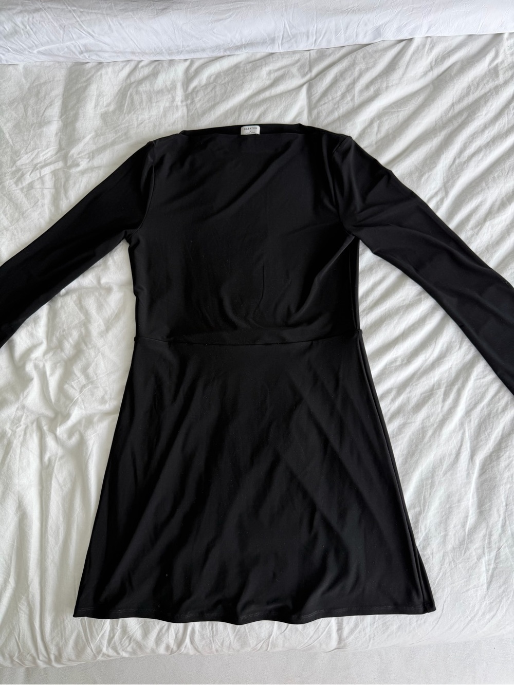 Babaton boat neck Black Long-Sleeve A-Line Dress